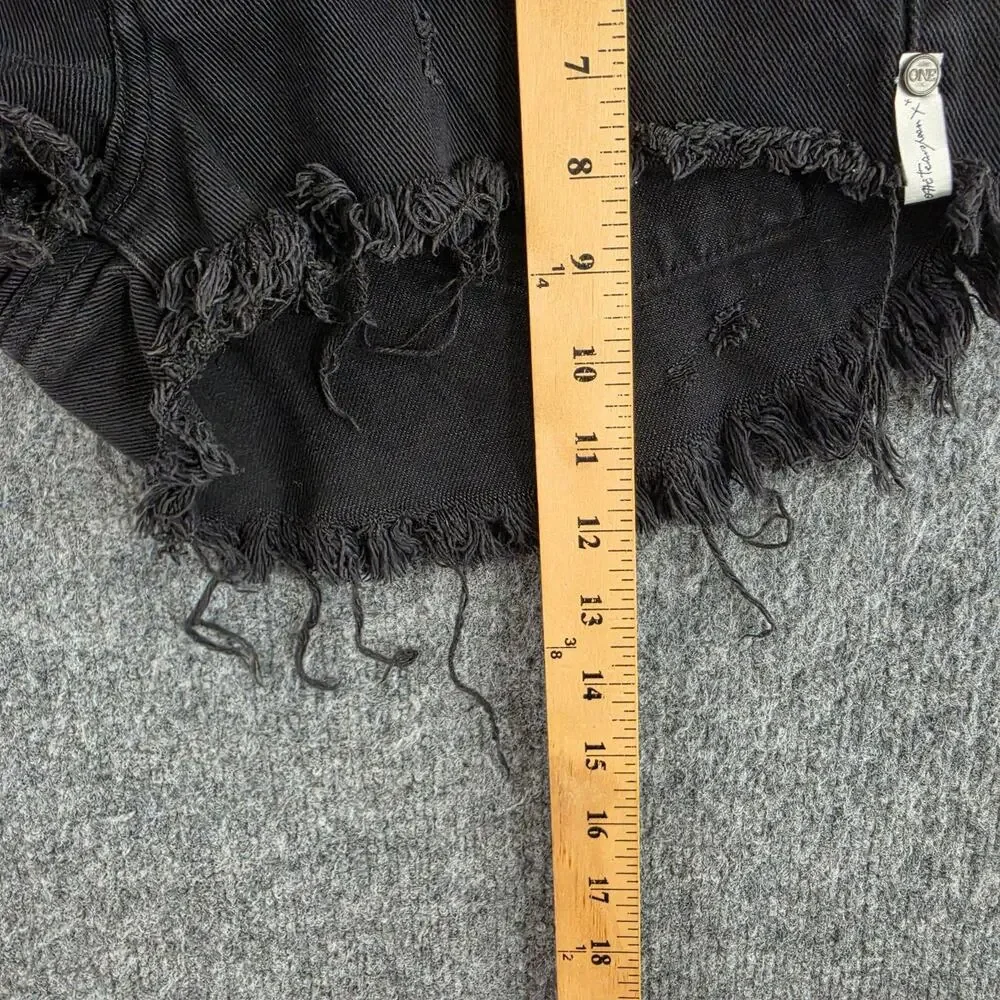 One Teaspoon Shorts 22 XXS Bonitas Low Waist Black Distressed Cut Off Summer
